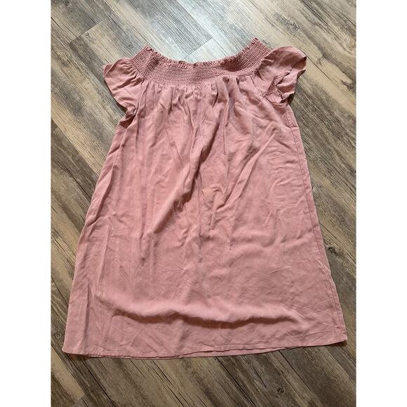 Tacera Off the Shoulder Dress Small Boho Sheath Pink Cap Sleeve Casual - Picture 1 of 5